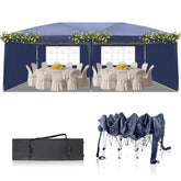 HAOYYE 10*10*8.2ft Waterproof Folding Tent with Two Windows, Blue Oxford Fabric Pop-Up Canopy with Carry Bag, Outdoor Right-Angle Shelter for Patio Events, Wedding, Backyard, Camping, Portable and Durable Design